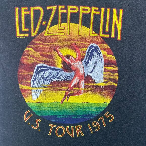 Led Zeppelin US Tour 1975 Icarus T Shirt Womens Size XL Black Tee Short Sleeve - Picture 2 of 7